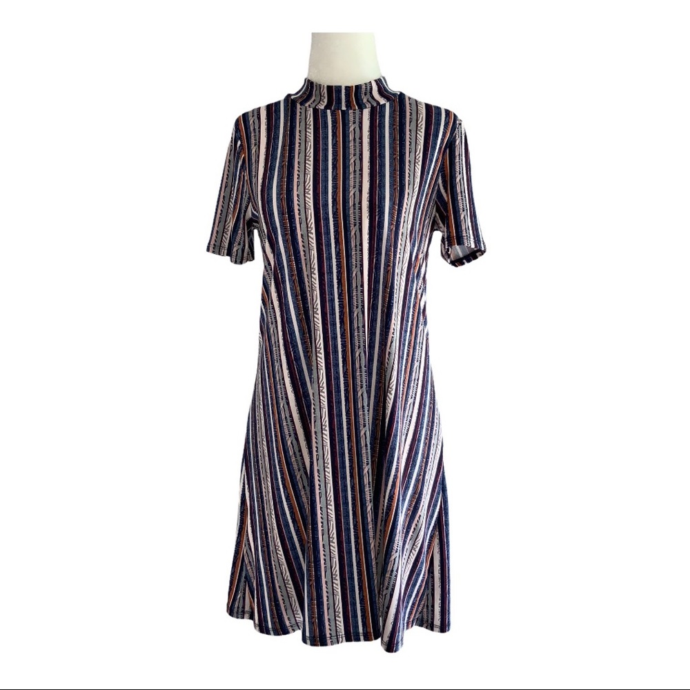 BCBGeneration Striped Mock Turtleneck Dress Small